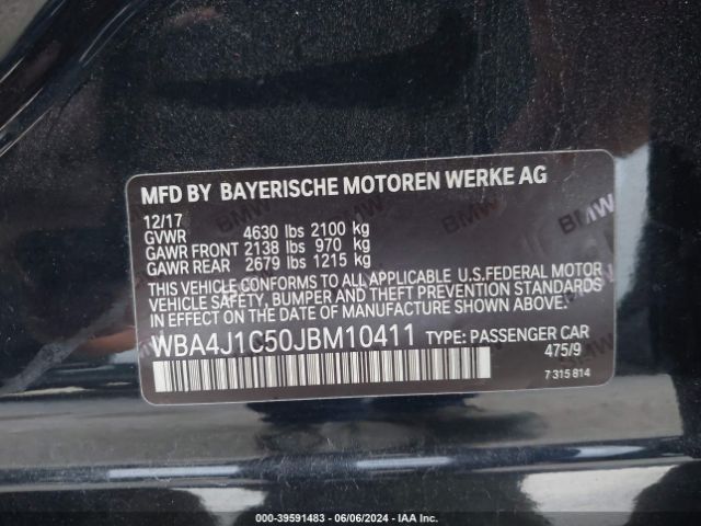 WBA4J1C50JBM10411 BMW 430i Gran Coupe
