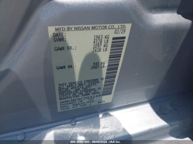 Nissan Altima 2.5 S 2019 1N4BL4BV7KC203149 Image 8