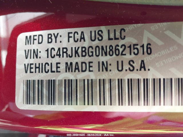 1C4RJKBG0N8621516 Jeep Grand Cherokee L Limited 4x4
