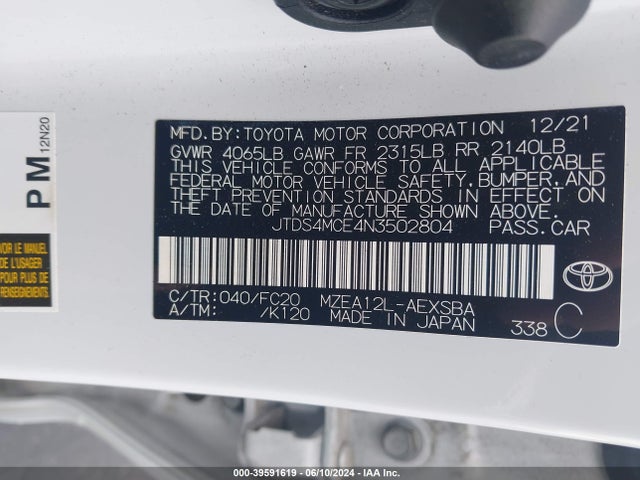 Toyota COROLLA SE 2022 JTDS4MCE4N3502804 Image 9