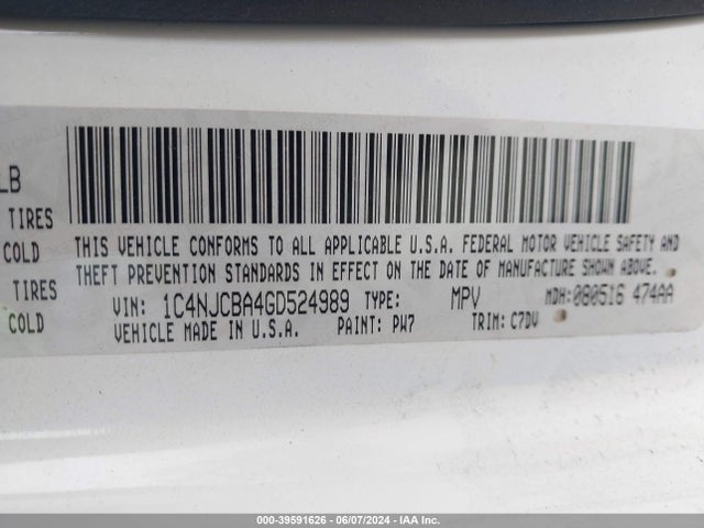 Jeep Compass Sport 2016 1C4NJCBA4GD524989 Image 9