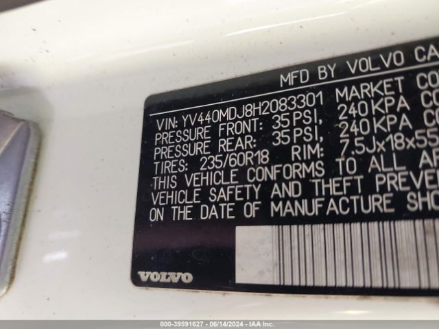 YV440MDJ8H2083301 Volvo Xc60 T5