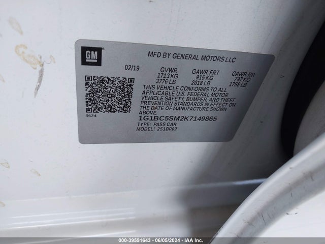 Chevrolet CRUZE LS 2019 1G1BC5SM2K7149865 Image 9