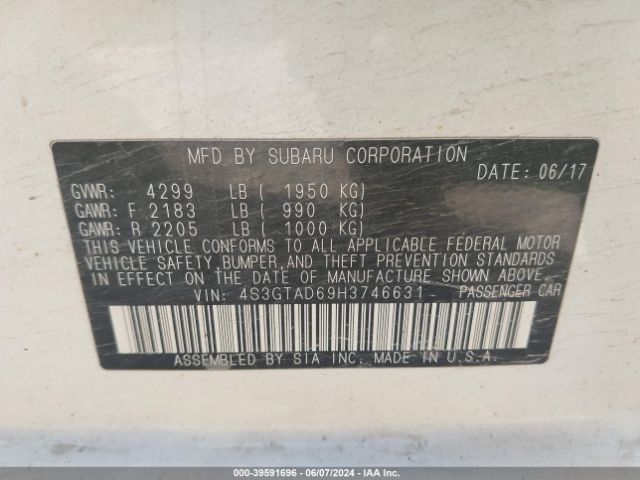4S3GTAD69H3746631 Subaru Impreza 2.0i Premium