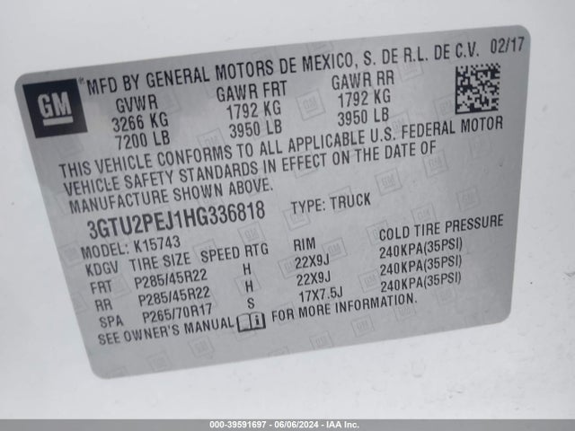 3GTU2PEJ1HG336818 GMC Sierra 1500 Denali