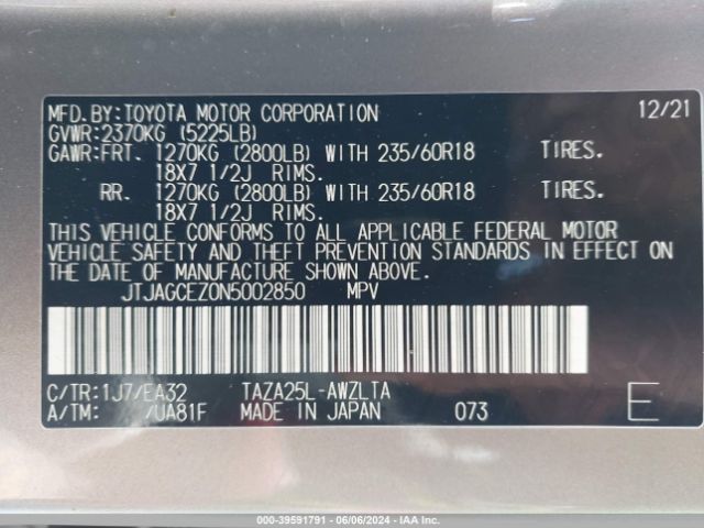JTJAGCEZ0N5002850 Lexus NX 350