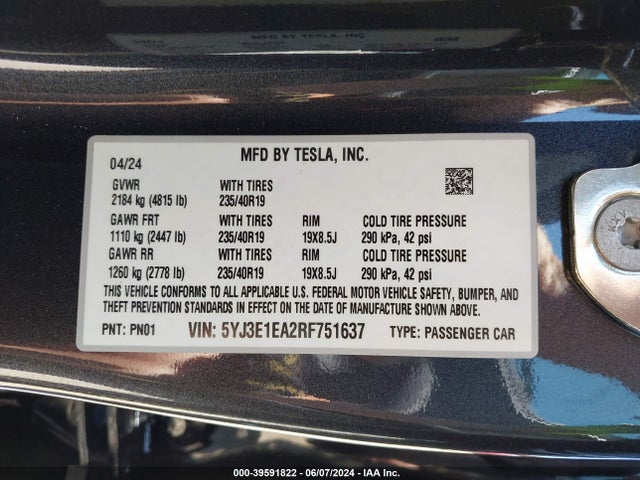 2024 TESLA MODEL 3 5YJ3E1EA2RF751637 Photo 8