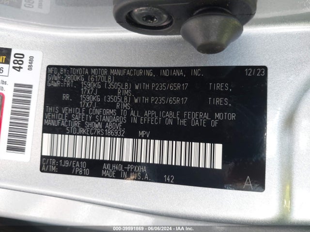 5TDJRKEC7RS186932 Toyota SIENNA XLE