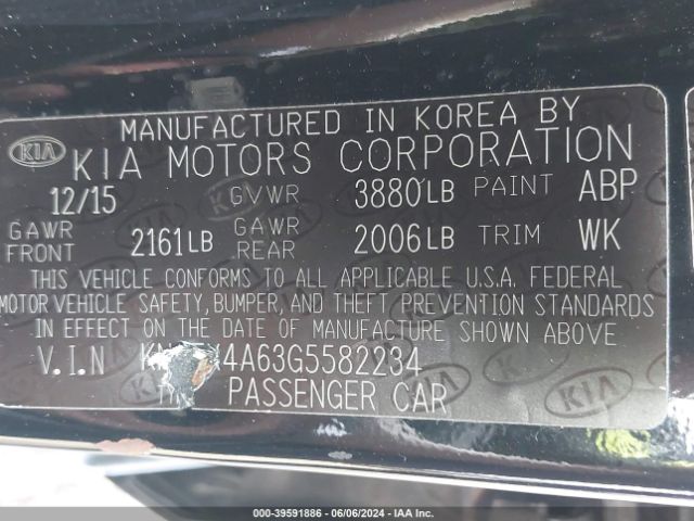 KNAFX4A63G5582234 KIA FORTE LX
