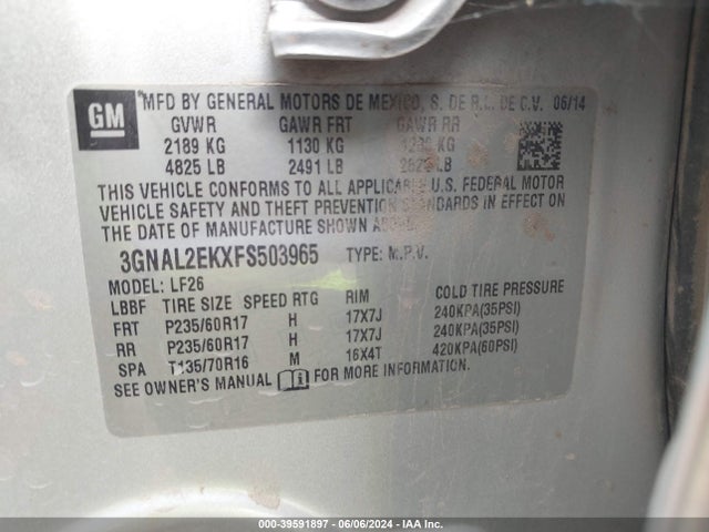Chevrolet Captiva Sport 2ls 2015 3GNAL2EKXFS503965 Image 9