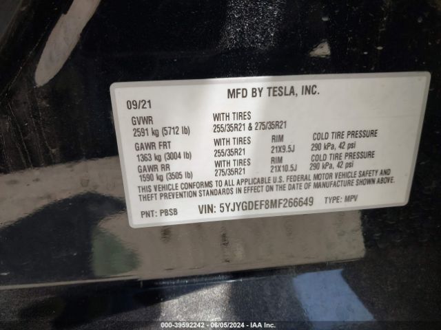5YJYGDEF8MF266649 Tesla Model Y Performance Dual Motor All-wheel Drive