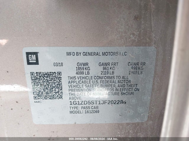 Chevrolet MALIBU LT 2018 1G1ZD5ST1JF202286 Image 9