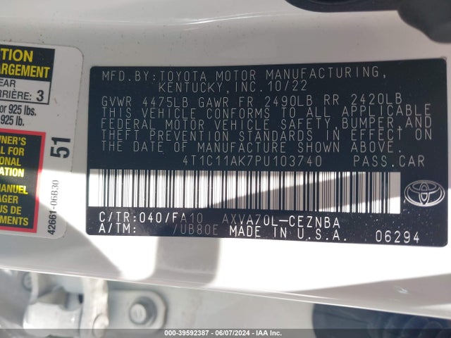 Toyota CAMRY LE 2023 4T1C11AK7PU103740 Image 9