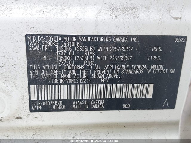 Toyota RAV4 LE 2022 2T3G1RFV0NC312214 Image 9