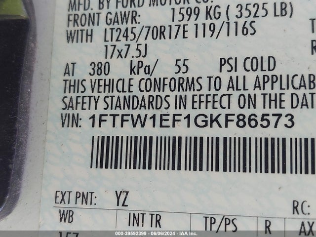 1FTFW1EF1GKF86573 Ford F-150 Xlt
