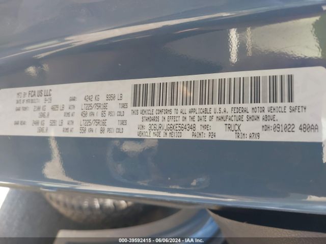 3C6URVJG6KE564348 RAM Promaster 3500 Cargo Van High Roof 159 Wb Ext