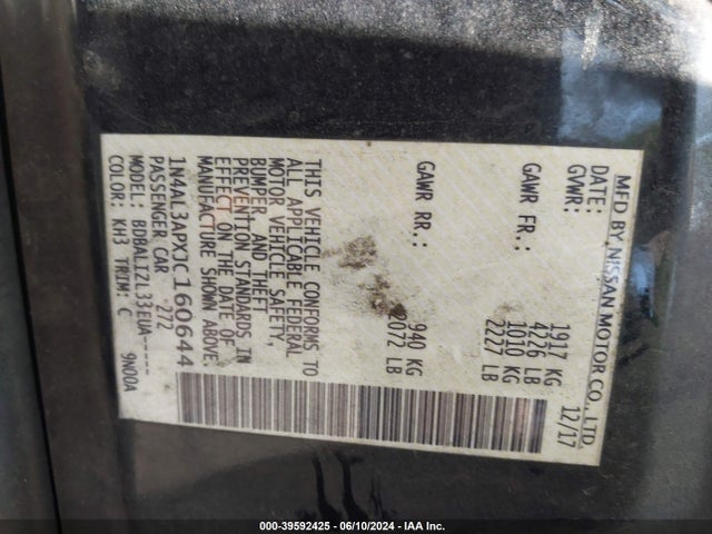 Nissan Altima 2.5 Sv 2018 1N4AL3APXJC160644 Image 9