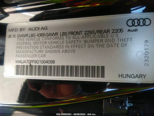 WAUA7GFF9G1004098 Audi A3 1.8t Premium