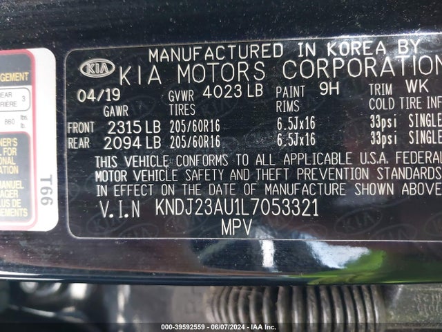 KIA SOUL LX 2020 KNDJ23AU1L7053321 Image 9