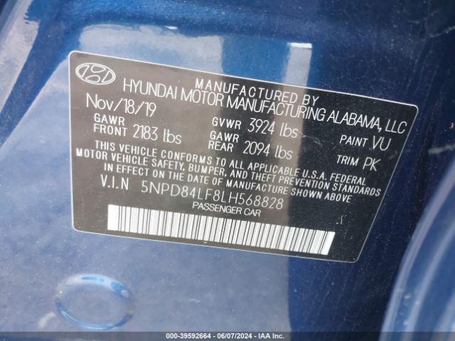 5NPD84LF8LH568828 Hyundai ELANTRA SEL