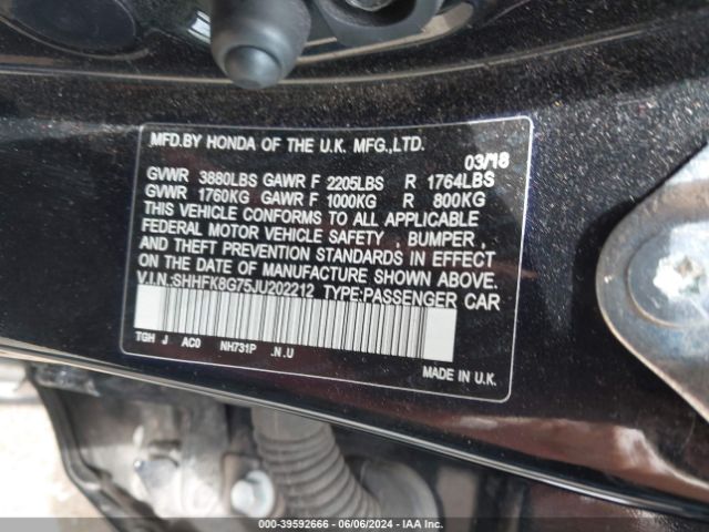 SHHFK8G75JU202212 Honda Civic Type R Touring