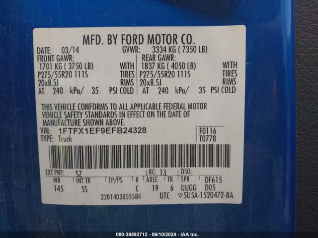 Ford F-150 Stx 2014 1FTFX1EF9EFB24328 Image 9
