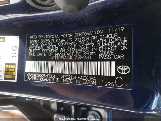 Toyota COROLLA LE 2020 JTDEPRAE4LJ086220 Image 9