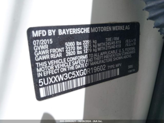 5UXXW3C5XG0R19602 BMW X4 Xdrive28i