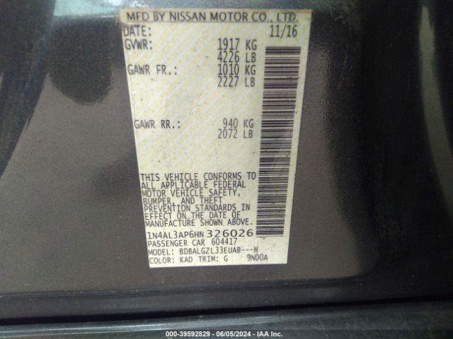 1N4AL3AP6HN326026 Nissan Altima 2.5 S