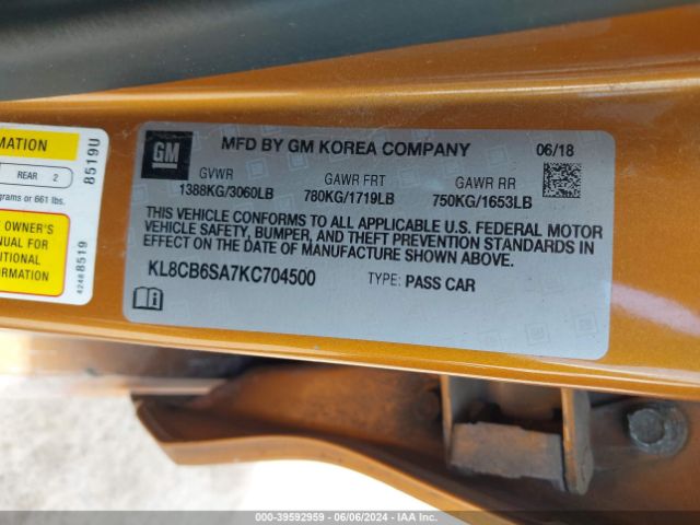 KL8CB6SA7KC704500 Chevrolet Spark Ls Cvt