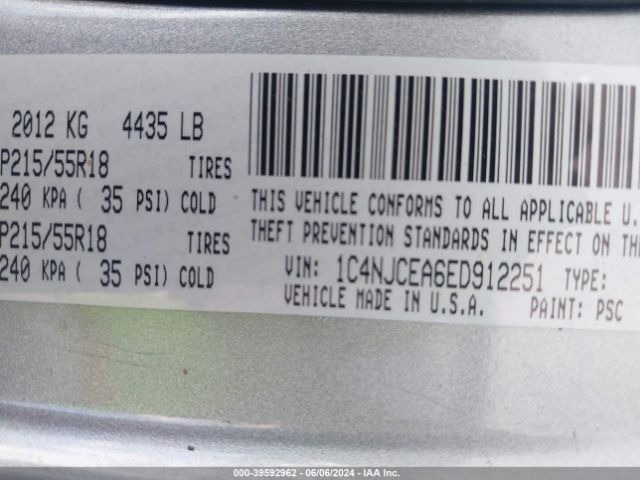 1C4NJCEA6ED912251 Jeep Compass High Altitude