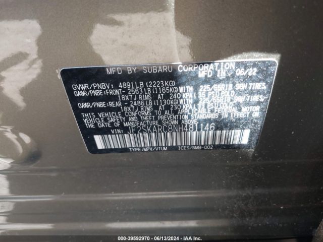 JF2SKARC8NH481146 Subaru Forester Touring