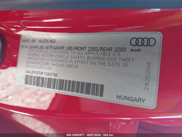 WAUEFGFF4F1040736 Audi A3 2.0t Premium