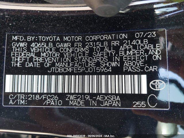 Toyota Corolla Hybrid Se 2023 JTDBCMFE5PJ015964 Image 9