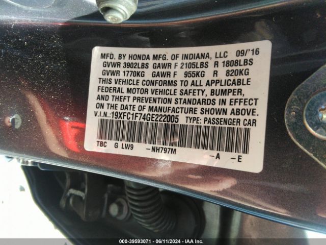 19XFC1F74GE222005 Honda Civic Ex-l