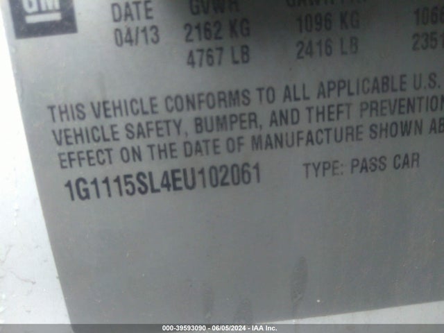 Chevrolet IMPALA 1LT 2014 1G1115SL4EU102061 Image 9