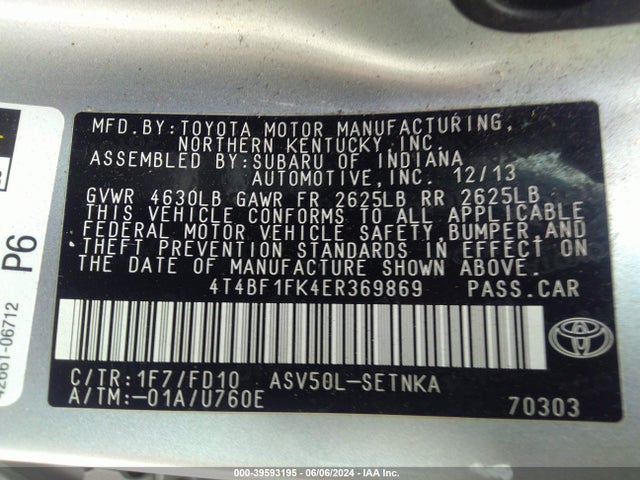 Toyota CAMRY LE 2014 4T4BF1FK4ER369869 Image 9