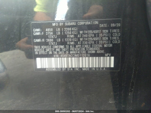 Subaru Outback Premium 2021 4S4BTACC9M3112016 Image 9