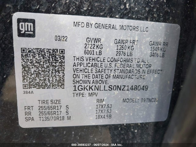 1GKKNLLS0NZ148049 GMC Acadia Awd At4