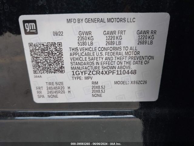 1GYFZCR4XPF110448 Cadillac Xt4 Fwd Premium Luxury