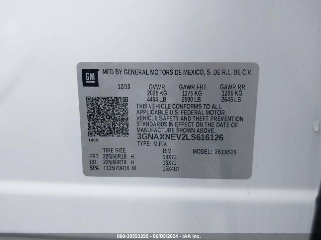 2020 CHEVROLET EQUINOX 3GNAXNEV2LS616126 Photo 8