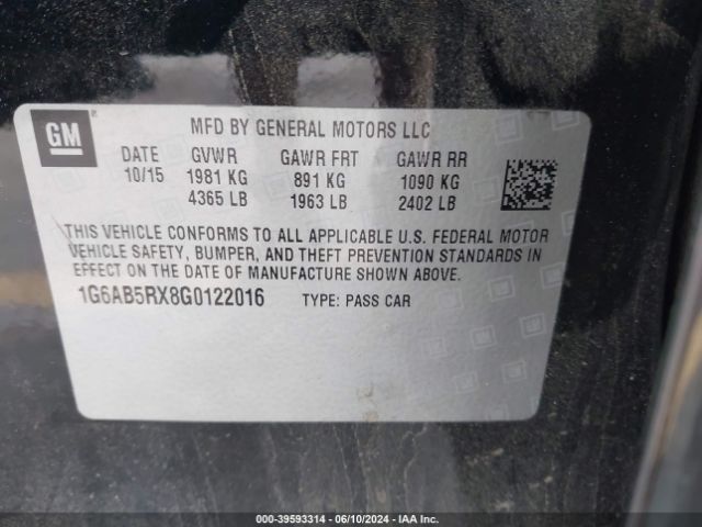 1G6AB5RX8G0122016 Cadillac Ats Luxury Collection