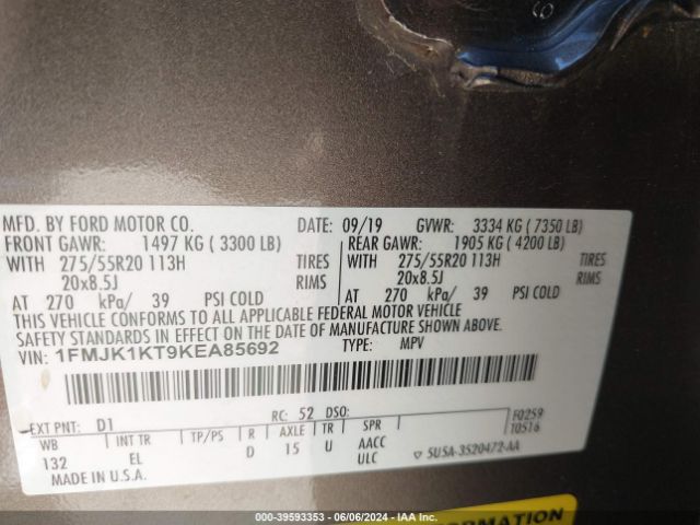 1FMJK1KT9KEA85692 Ford Expedition Max Limited