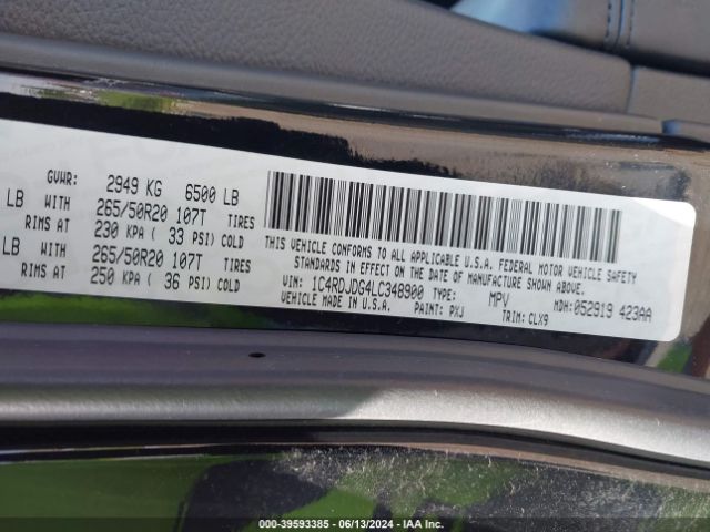 1C4RDJDG4LC348900 Dodge Durango Gt Plus Awd