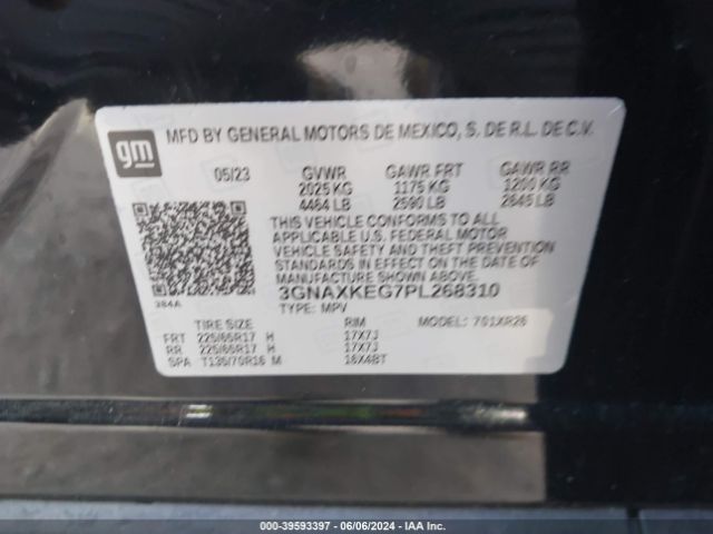 3GNAXKEG7PL268310 Chevrolet Equinox Fwd Lt