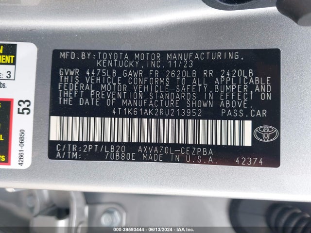 Toyota CAMRY XSE 2024 4T1K61AK2RU213952 Image 9