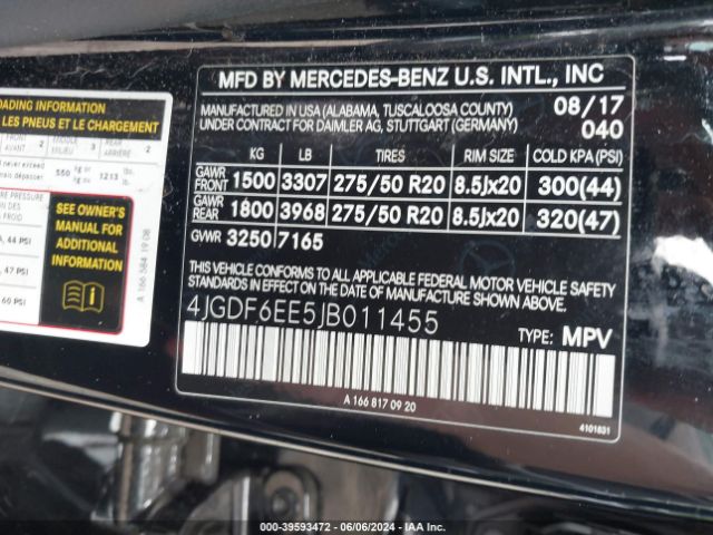 4JGDF6EE5JB011455 Mercedes-Benz Gls 450 4matic