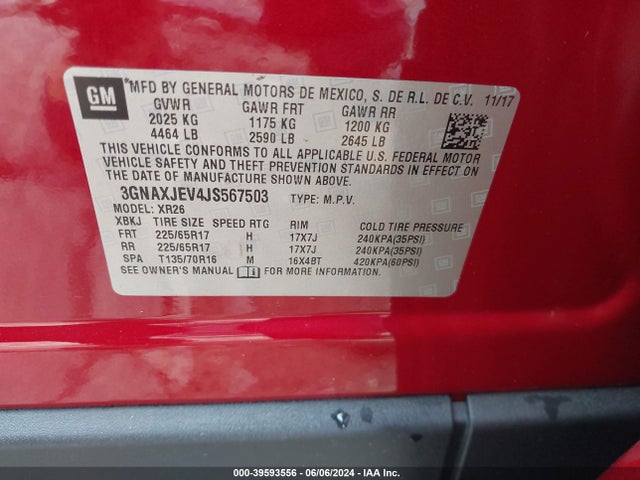 Chevrolet EQUINOX LT 2018 3GNAXJEV4JS567503 Image 9