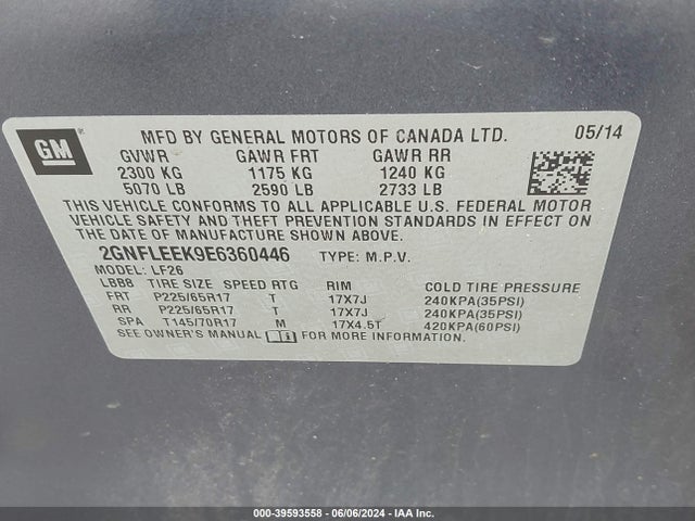 Chevrolet EQUINOX LS 2014 2GNFLEEK9E6360446 Image 9