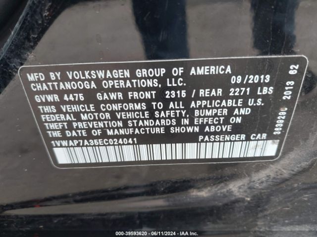 1VWAP7A35EC024041 Volkswagen Passat 2.5l S
